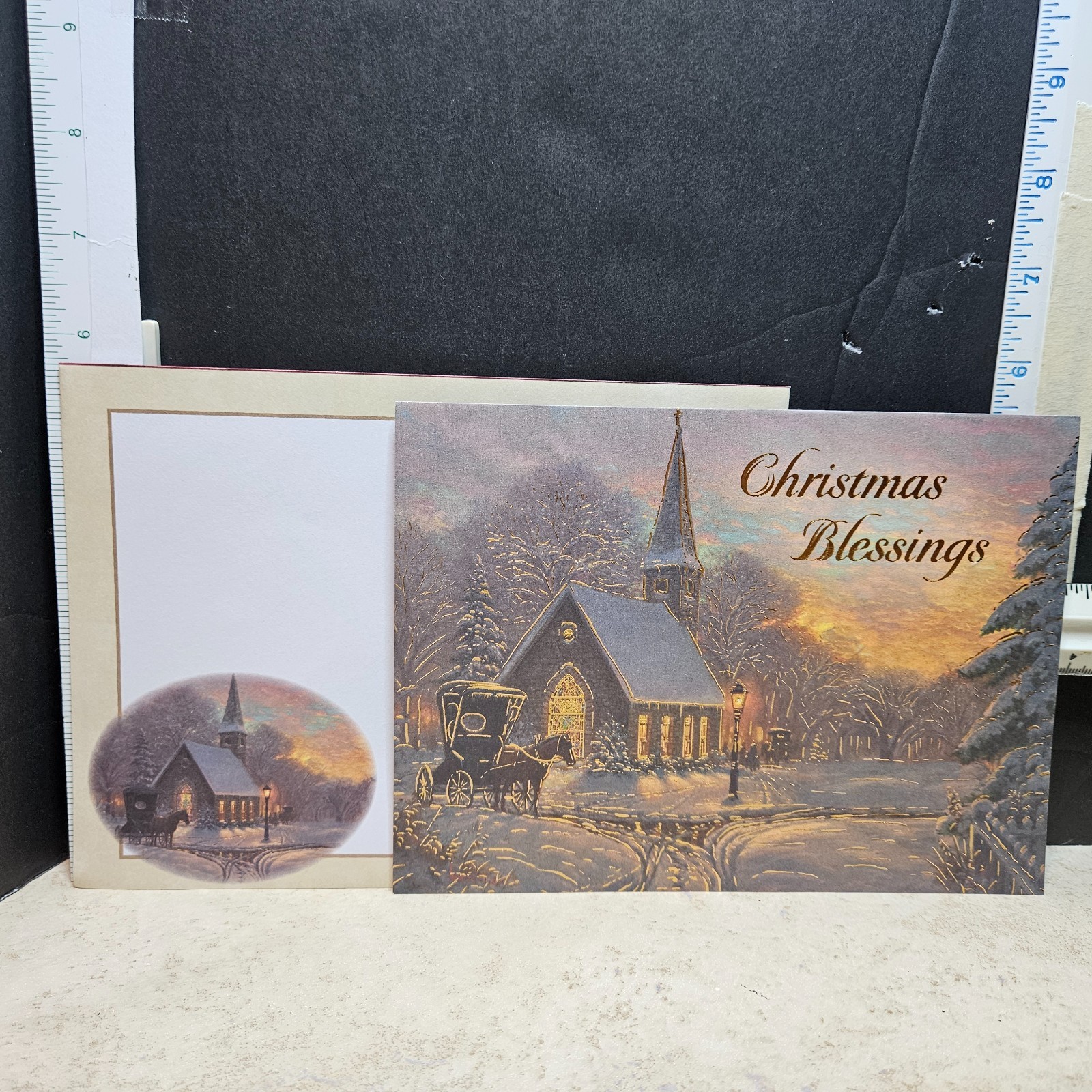 CHRISTMAS BLESSINGS Christmas Card & Envelope 7.5″ x 5.5″ Church Scene
