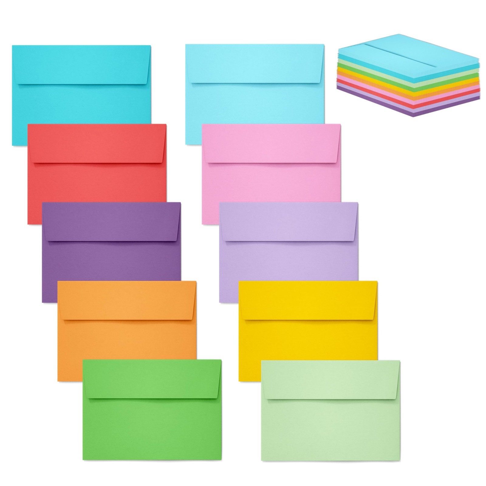 Colored Envelopes for 4×6 Invitations Postcards Photos 50-Pack Assortment