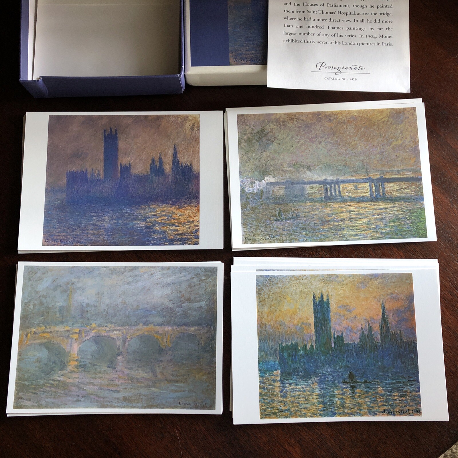 Claude Monet in London Bridges 20 Greeting Cards New In Box Pomegranate
