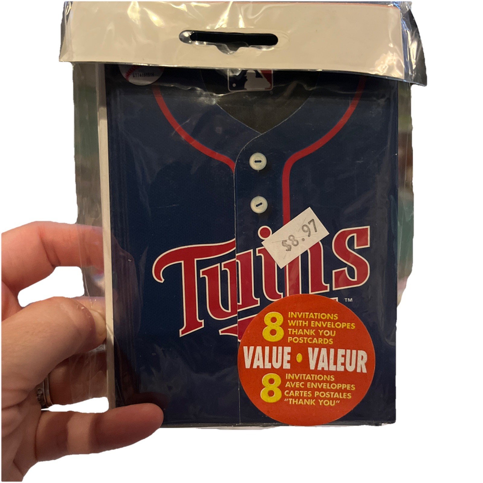MLB Twins Eight Invitations With Envelopes ,Thank You Cards Baseball Party New