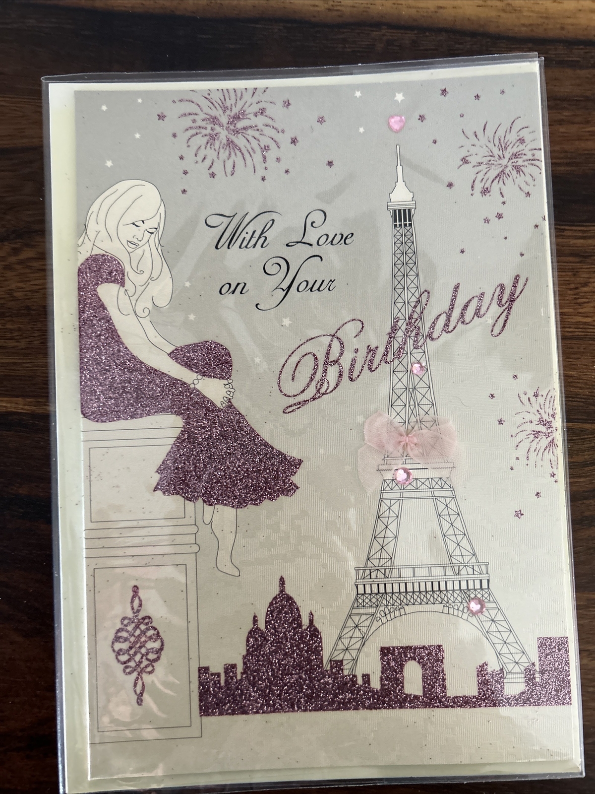 Luxury Birthday Greeting Card- With Love On Your Birthday- Paris Eiffel Tower