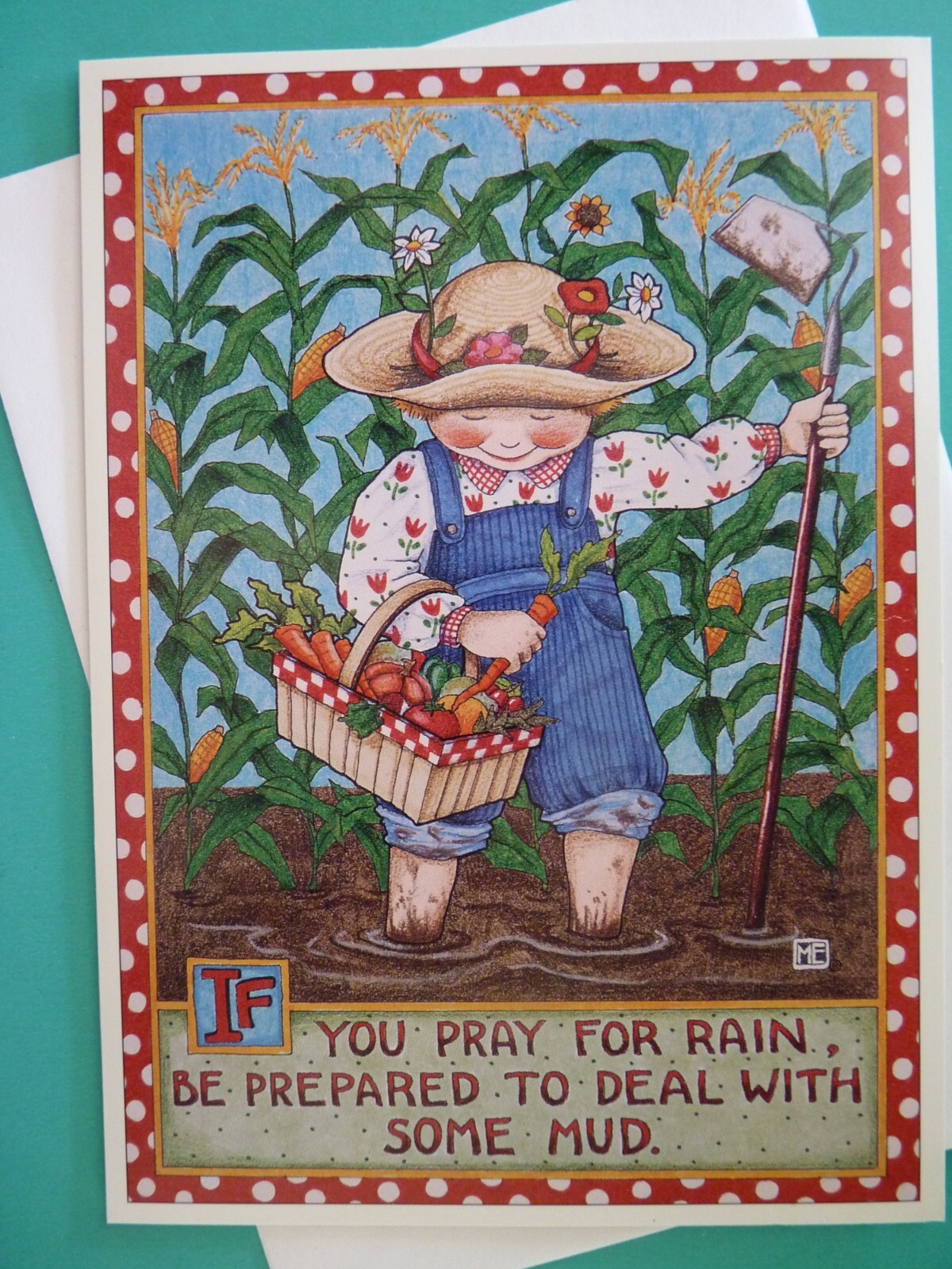 Mary Engelbreit Any Occasion Greeting Card ‘PRAY FOR RAIN’ Blank Inside