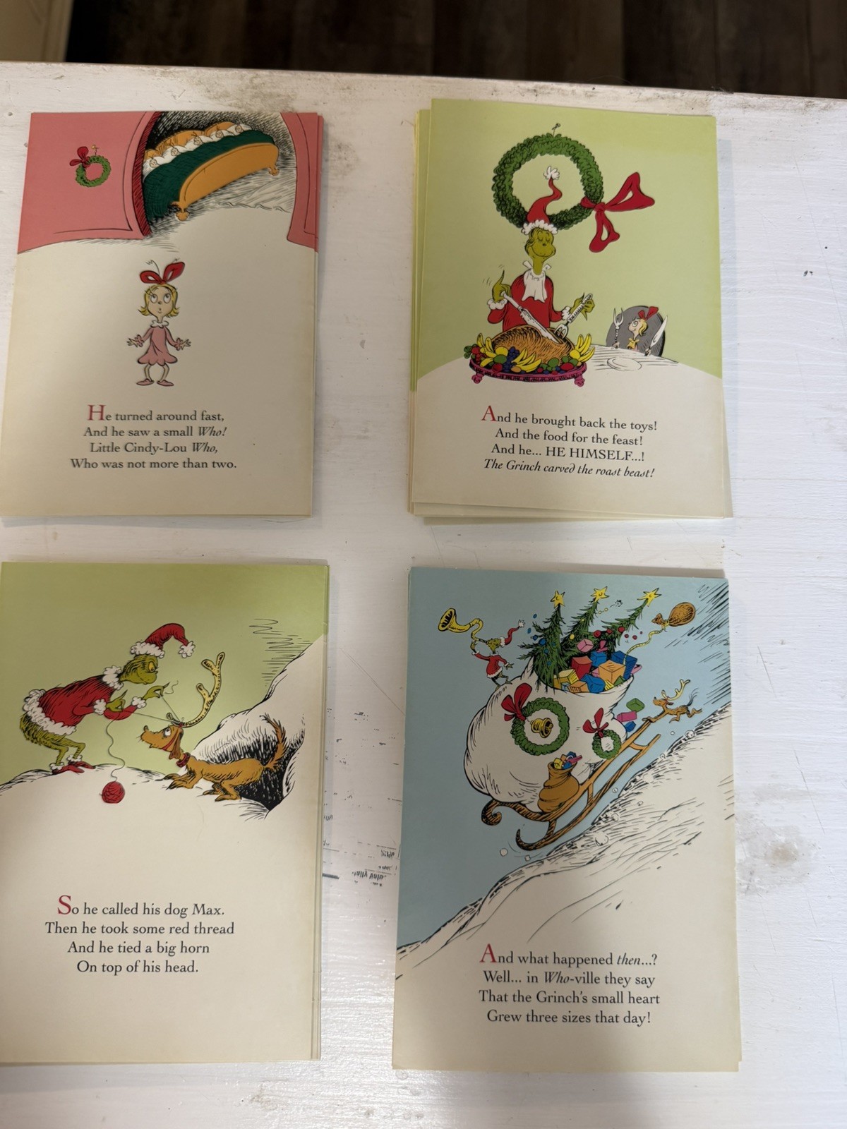 NEW 24 Dr. Seuss Christmas Holiday Greeting Cards Grinch Whoville vintage