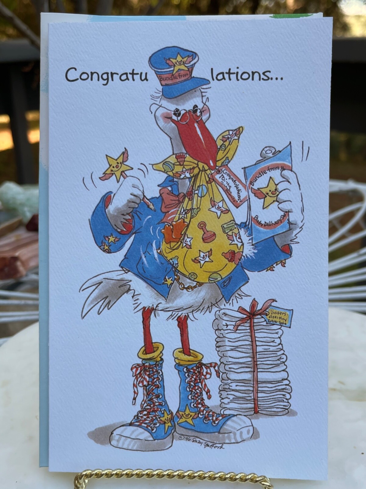 Vtg. 1996 Suzy’s Zoo Greeting Card “Congratulations…On Your Little Bundle..”