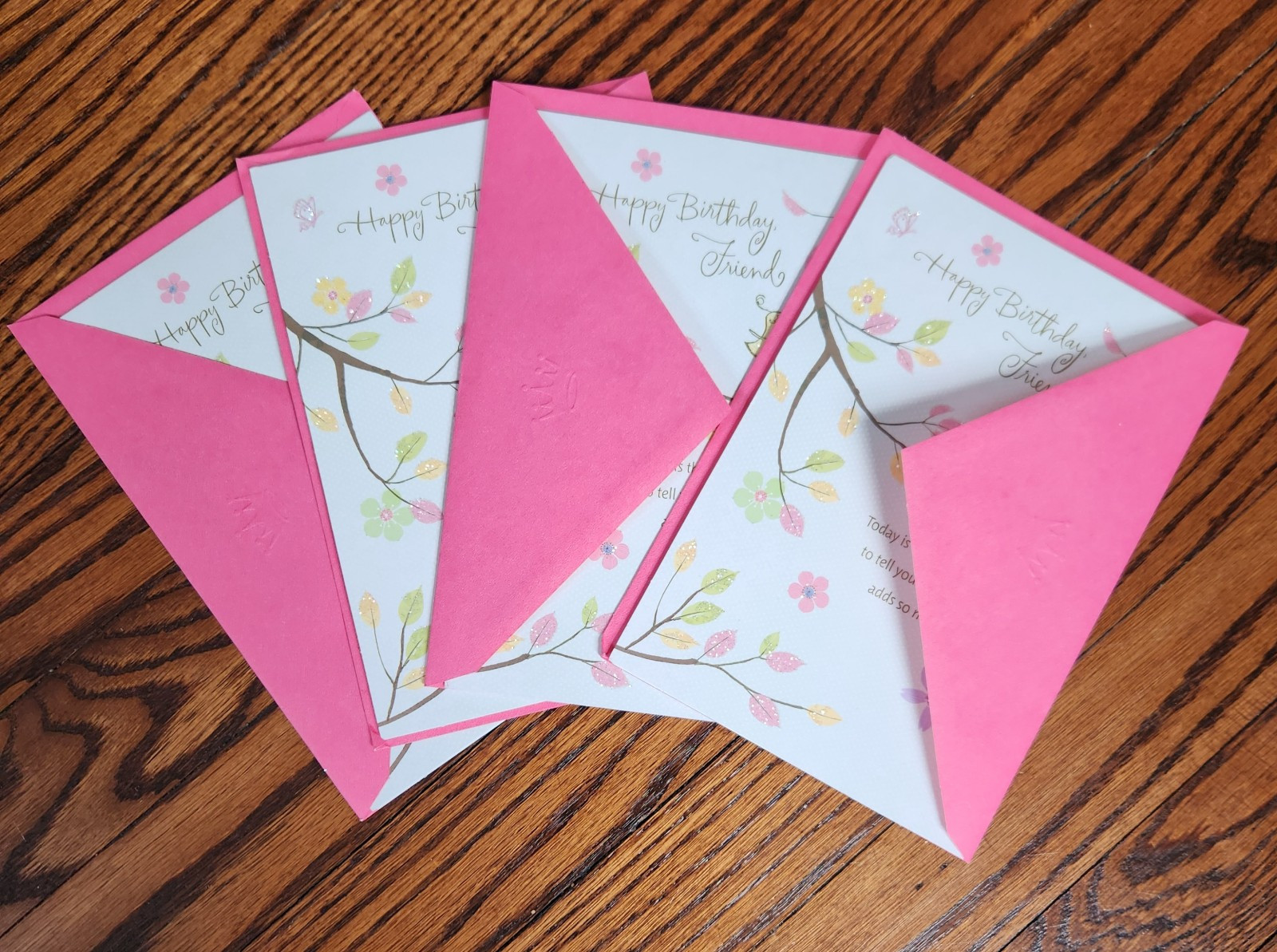 NEW *4* Hallmark Birthday Greeting Cards Pastels Happy Birthday Friend… 8 x 5½