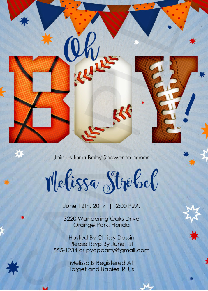 Sports Baby Shower Invitations / Boy Baby Shower Invites / Sports All Star Theme