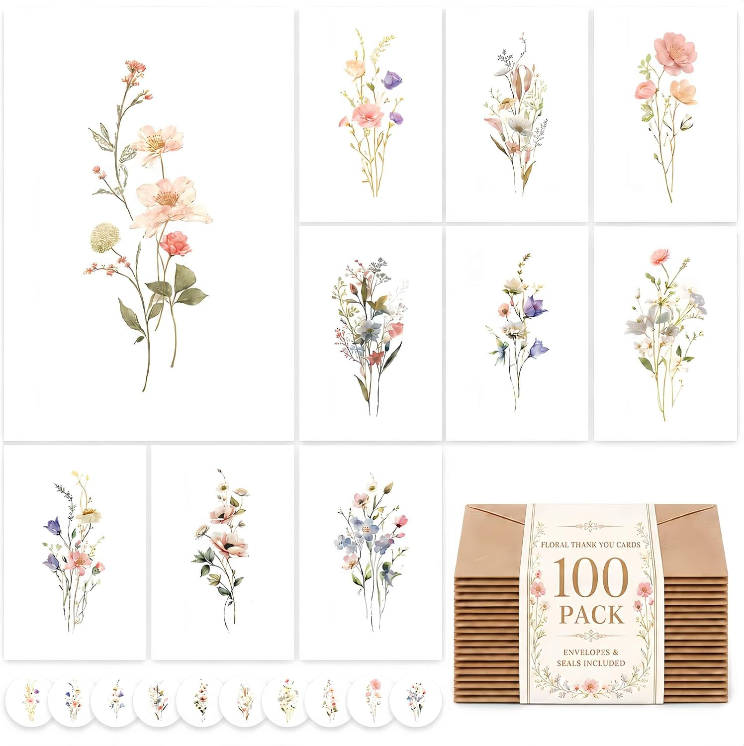 XXINMOH 100 PACK Blank Cards with Envelopes, Blank Greeting Cards 4X6, Beautiful
