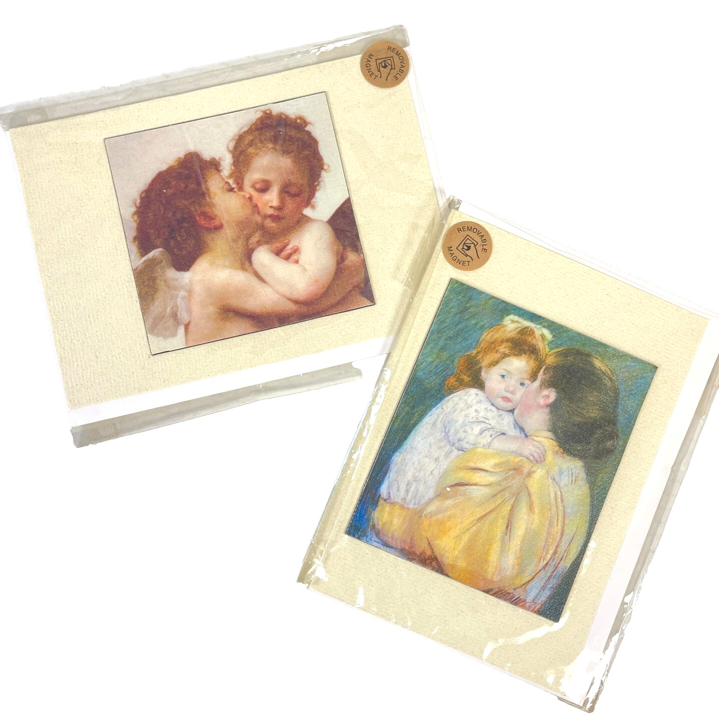 Art Magnet 2 Kissing Greeting Card Lot Cherubs Bouguereau Maternal Mary Cassatt