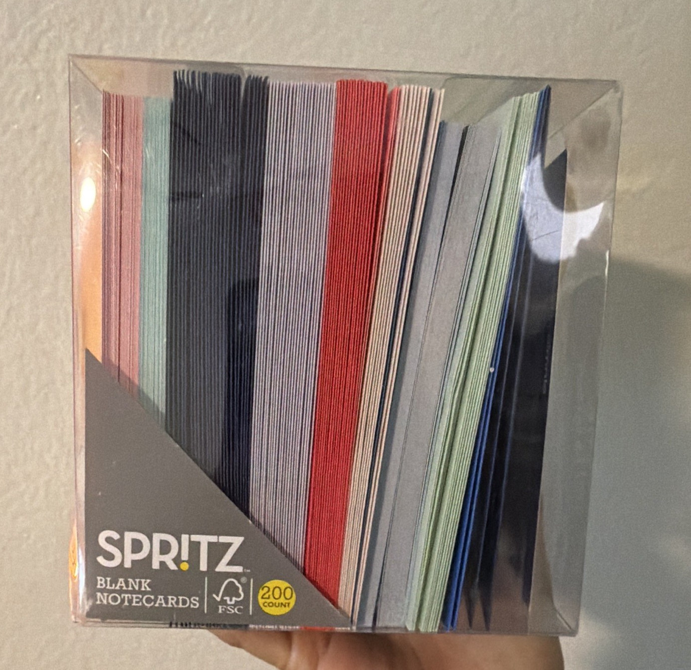 Spritz Blank Folded Notecards w/ Envelopes, Multicolor Solid, 200 Count