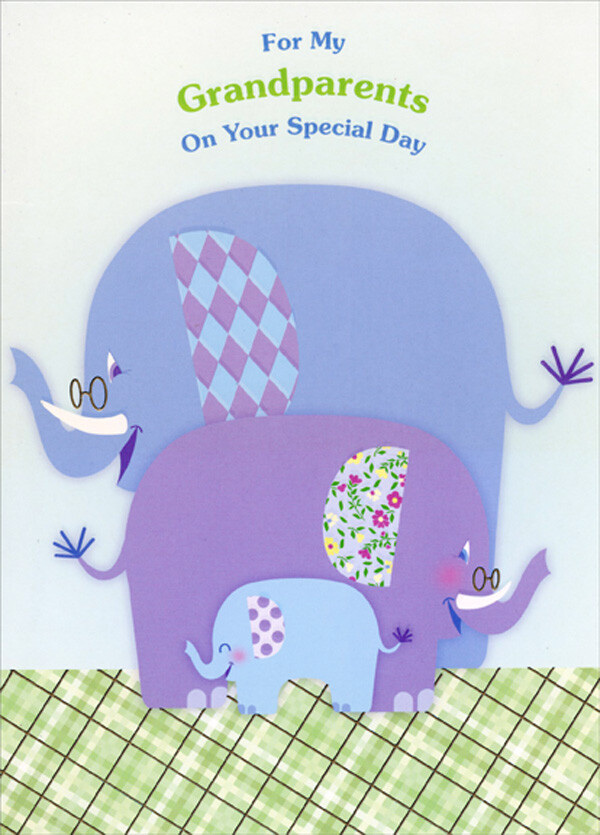 Three Blue and Purple Elephants Juvenile Grandparent’s Day Card