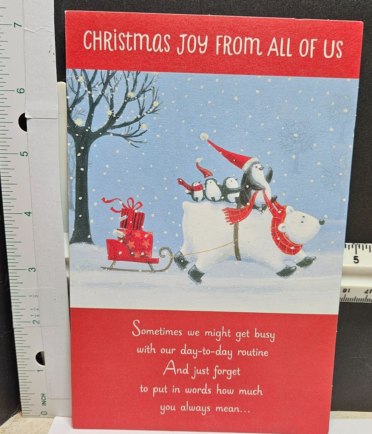 CHRISTMAS JOY FROM ALL OF US Christmas Card & Envelope 7″ x 4.5″