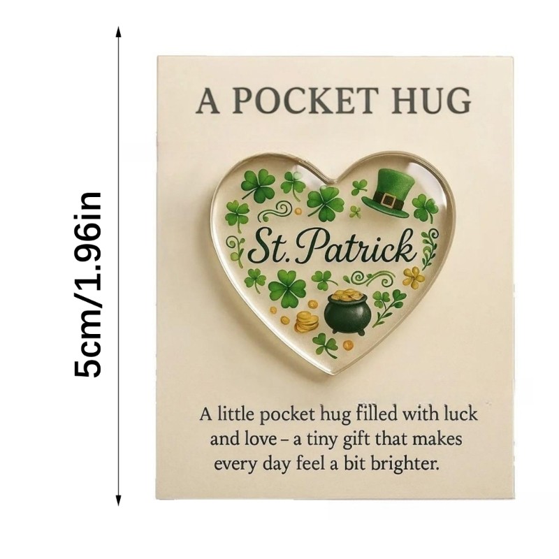 Patricks Day Greeting Card With Heart Shape Acrylic Lucky Charm For Gift Giving
