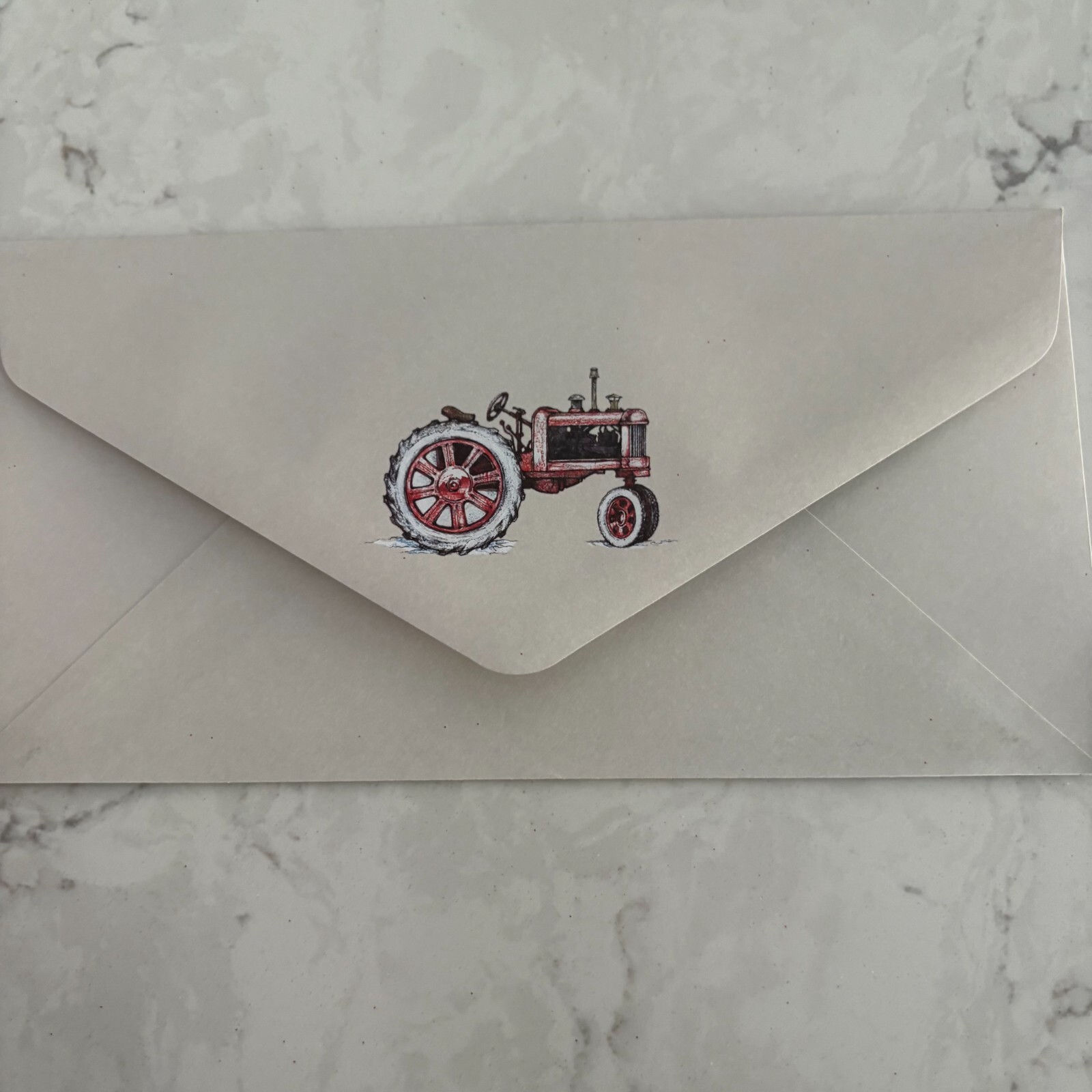 Delivering Good Tidings Tractor Farm Merry Christmas Greeting Card w/Envelope