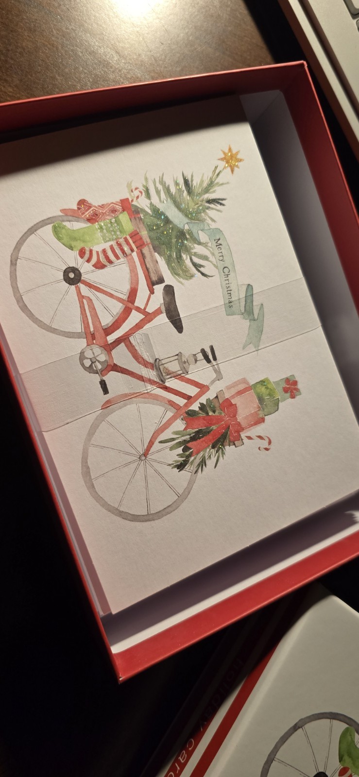 Christmas Cards; Box Of 20 Bicycles With Christmas Decor. By Grafique De France