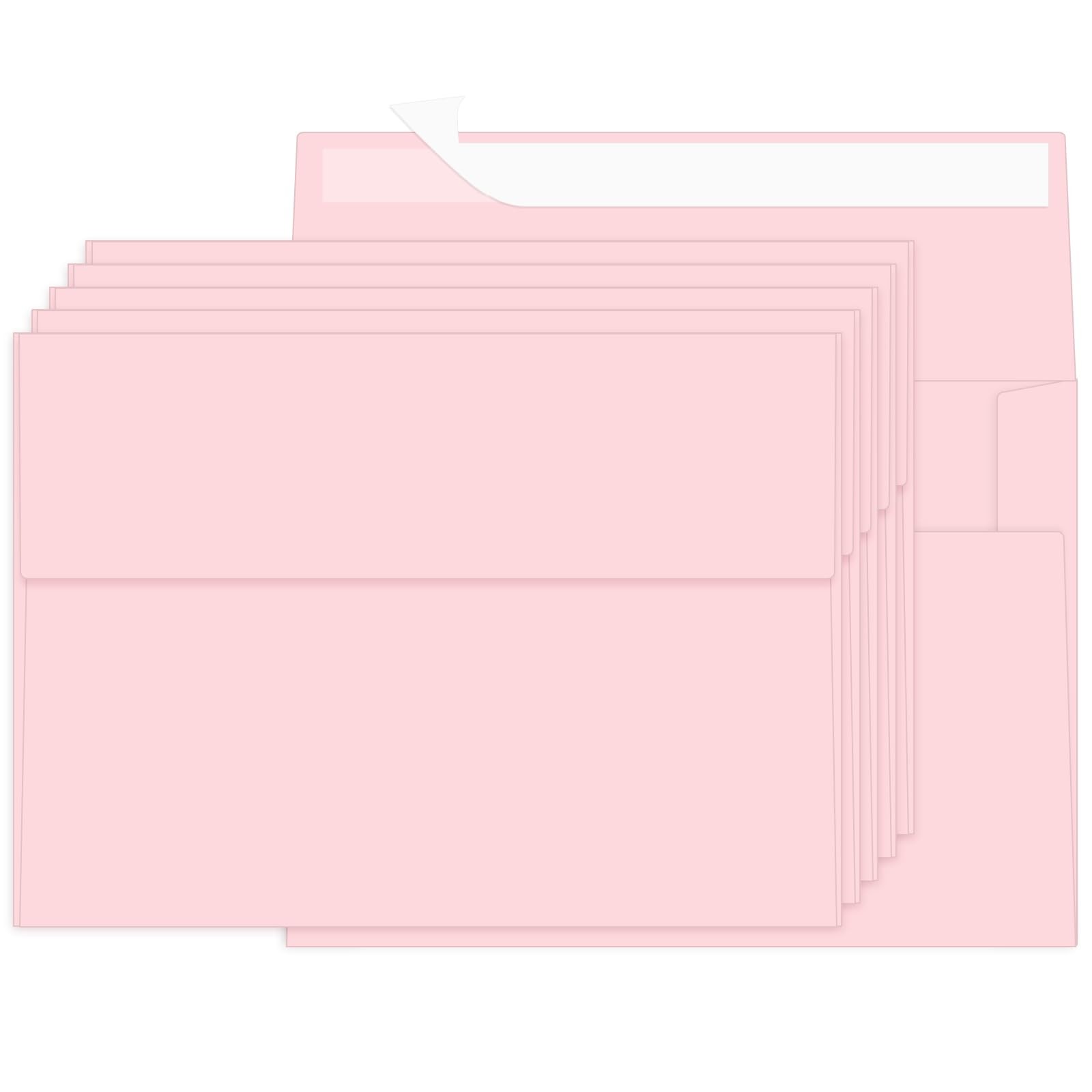 100 Packs Pink 4×6 Envelopes for Invitation Card, A6 Small Envelopes Self Sea…