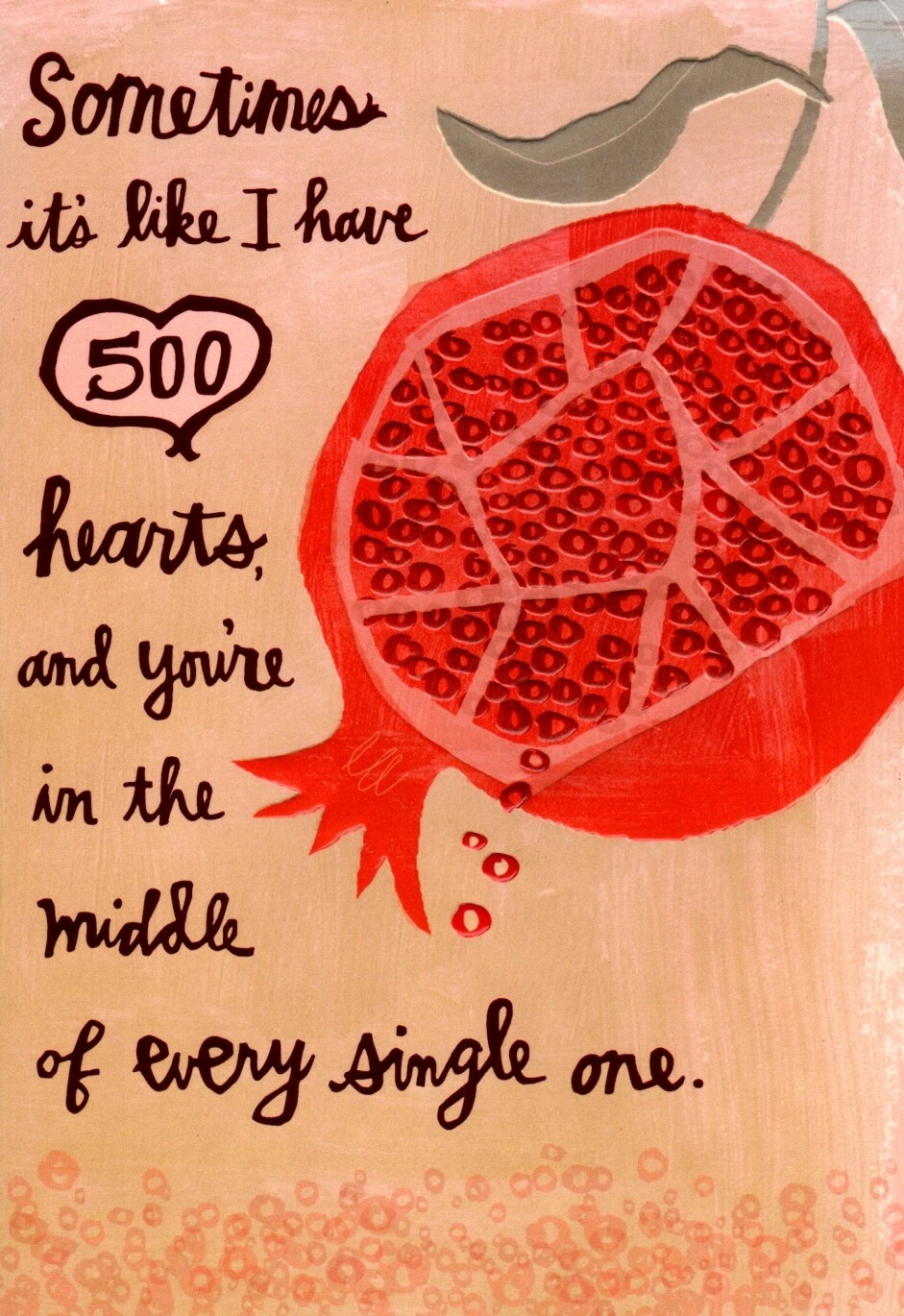I Love You Romance Pomegranate Heart Hearts Aids Ribbon Hallmark Greeting Card
