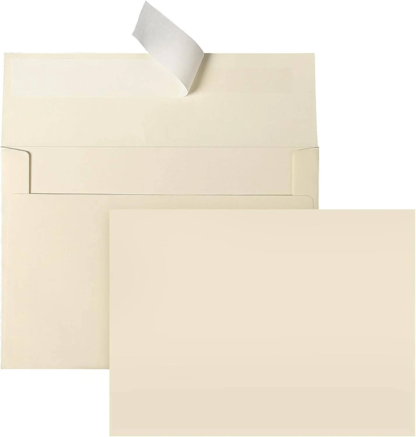 Goefun Cream Blank Flat Note Cards and Envelopes (NOT FOLDED), 5×7 Flat Cream Ca