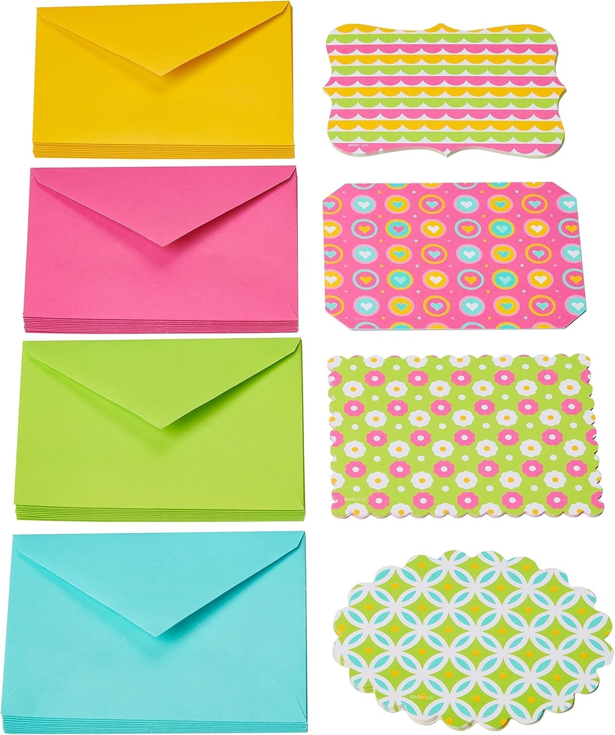 Single Panel Blank Cards with Envelopes, Bright Colors, Patterns and Shapes 4…