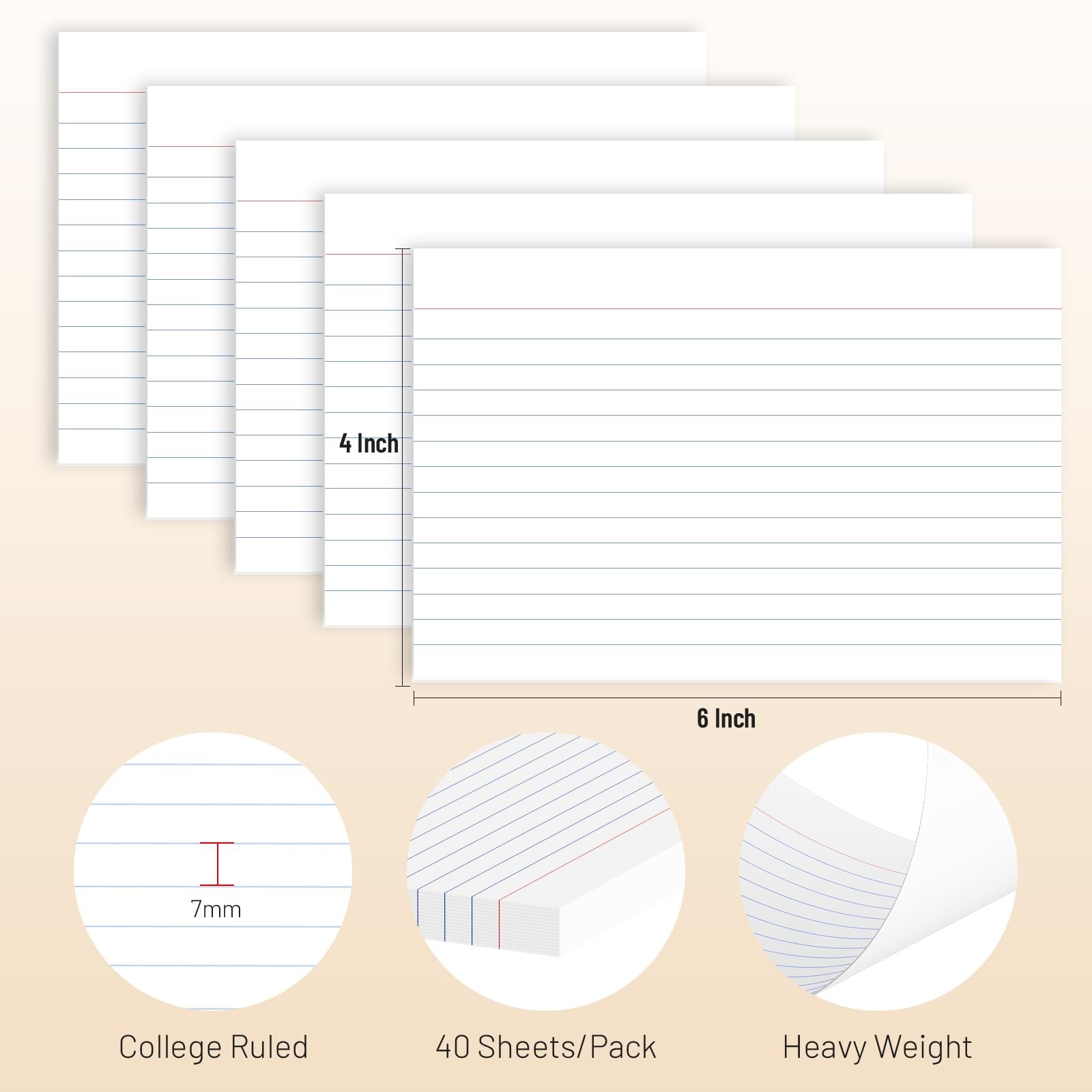 200 Pcs Index Cards 4 x 6 Inch Ruled White Cards, 4 x 6 inches,