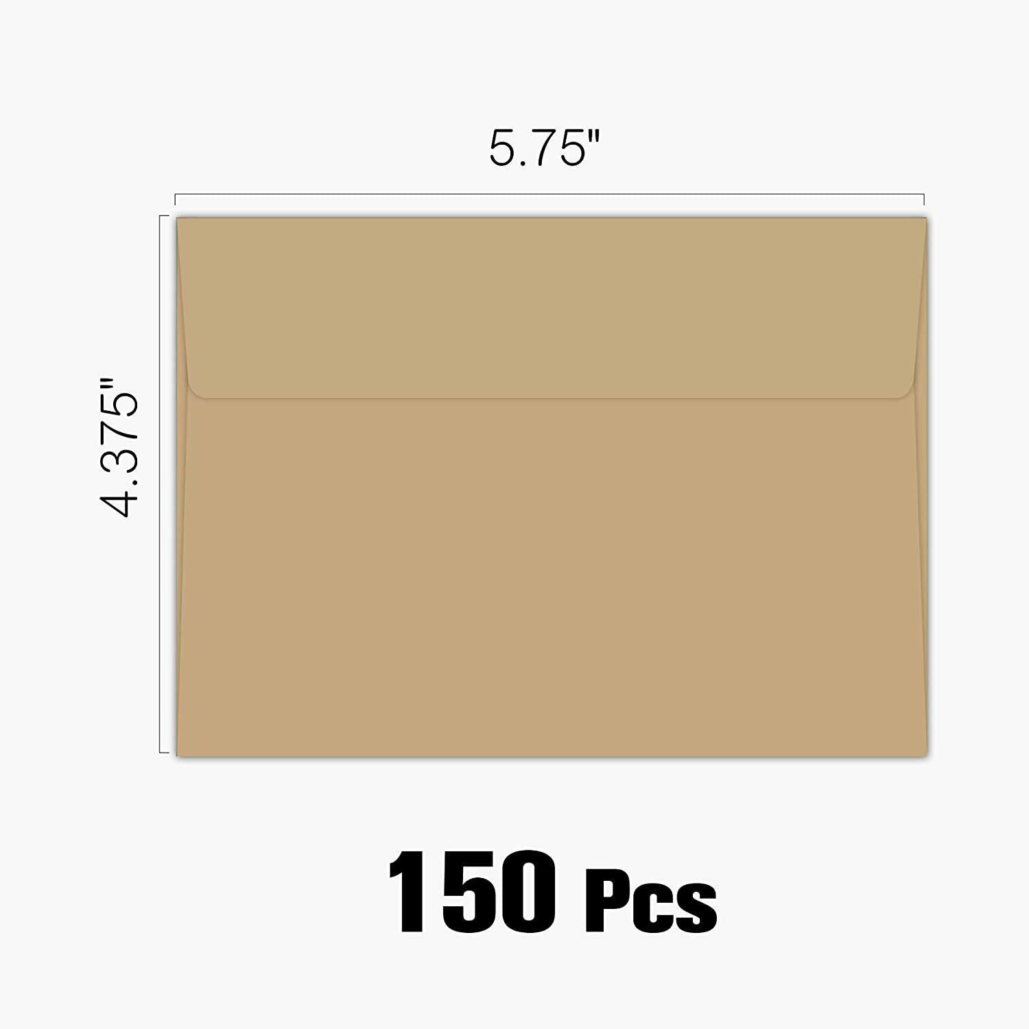 150 Brown Kraft Envelopes Self Seal 4 3/8 x 5 3/4 Invitation Cards Printable A2