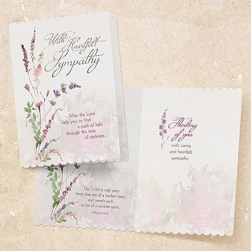 Pink Sympathy Cards Boxed Set Faith Based Inspirational Blessings 12 Cards