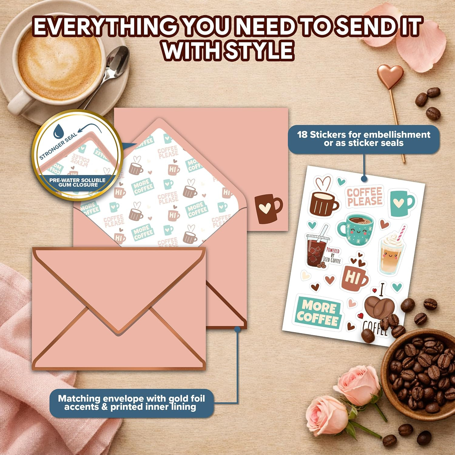 Gold Foil Coffee Birthday Card for Girlfriend and Boyfriend | Individual 5X7In C