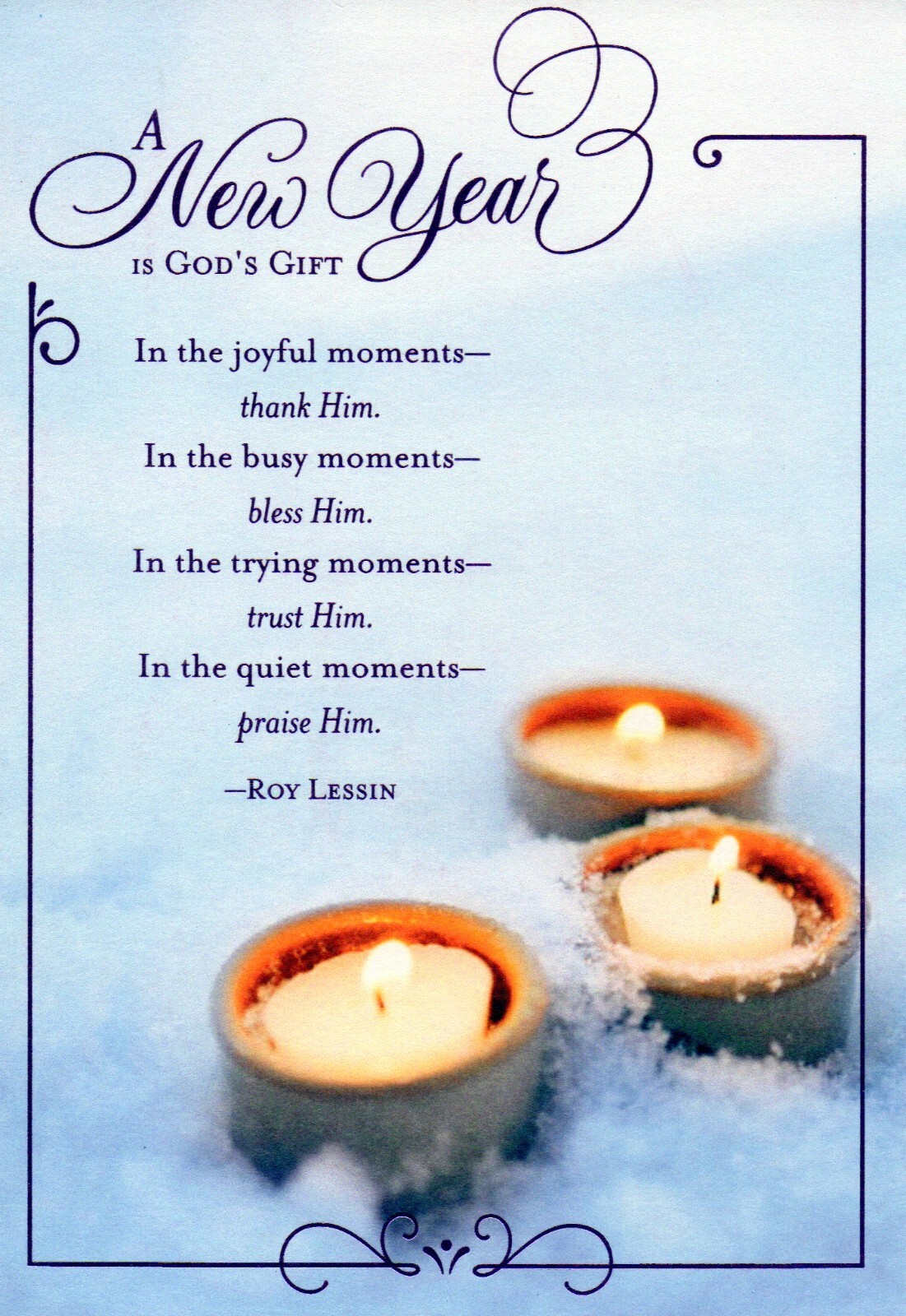 Religious NEW YEAR Card, Candles God’s Gift Quote by Roy Lessin — DaySpring +✉
