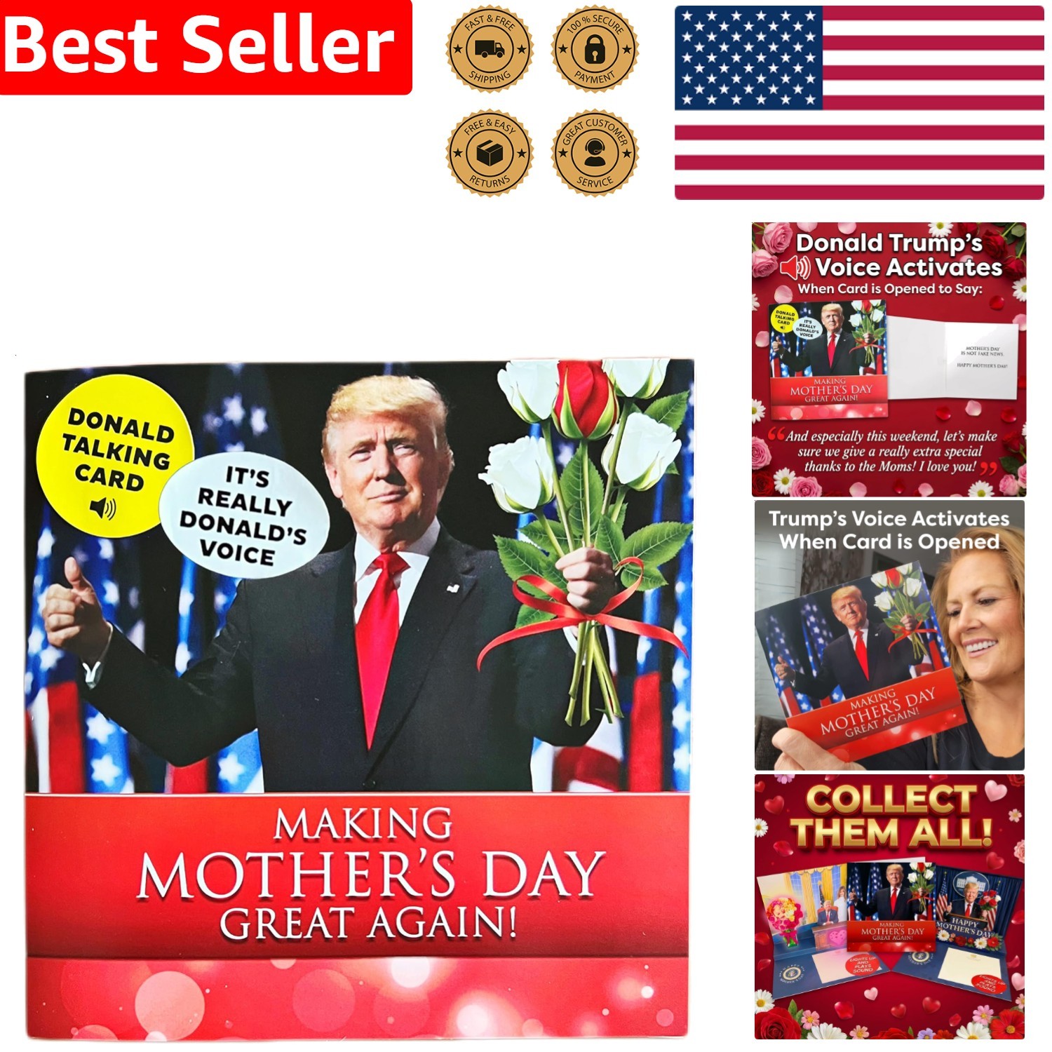 Humorous Trump Talking Card: Mother’s Day Greeting with Real Voice