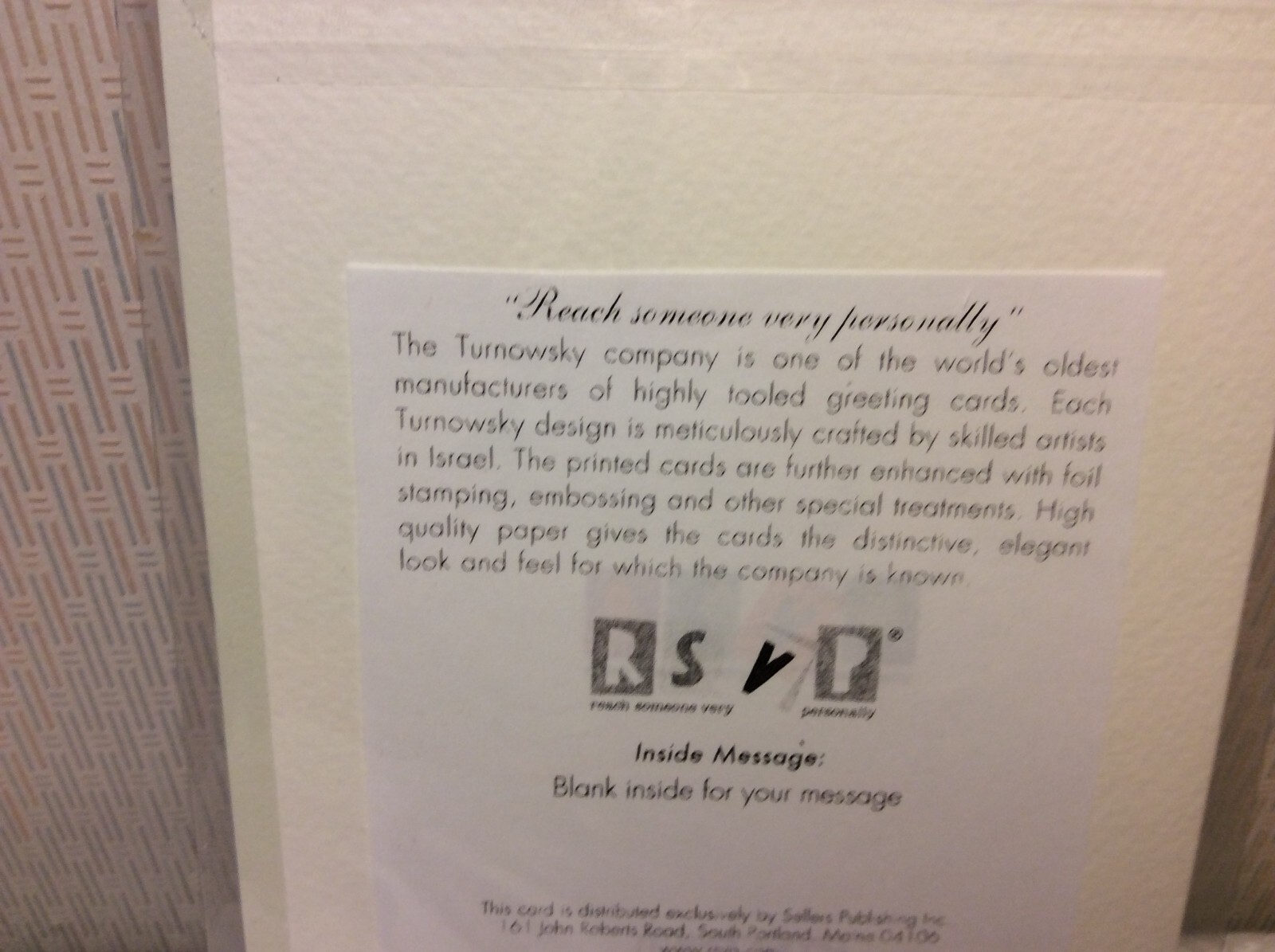 RSVP BLANK INSIDE GREETING CARD New w/envelope WRITE YOU OWN PERSONAL MESSAGE
