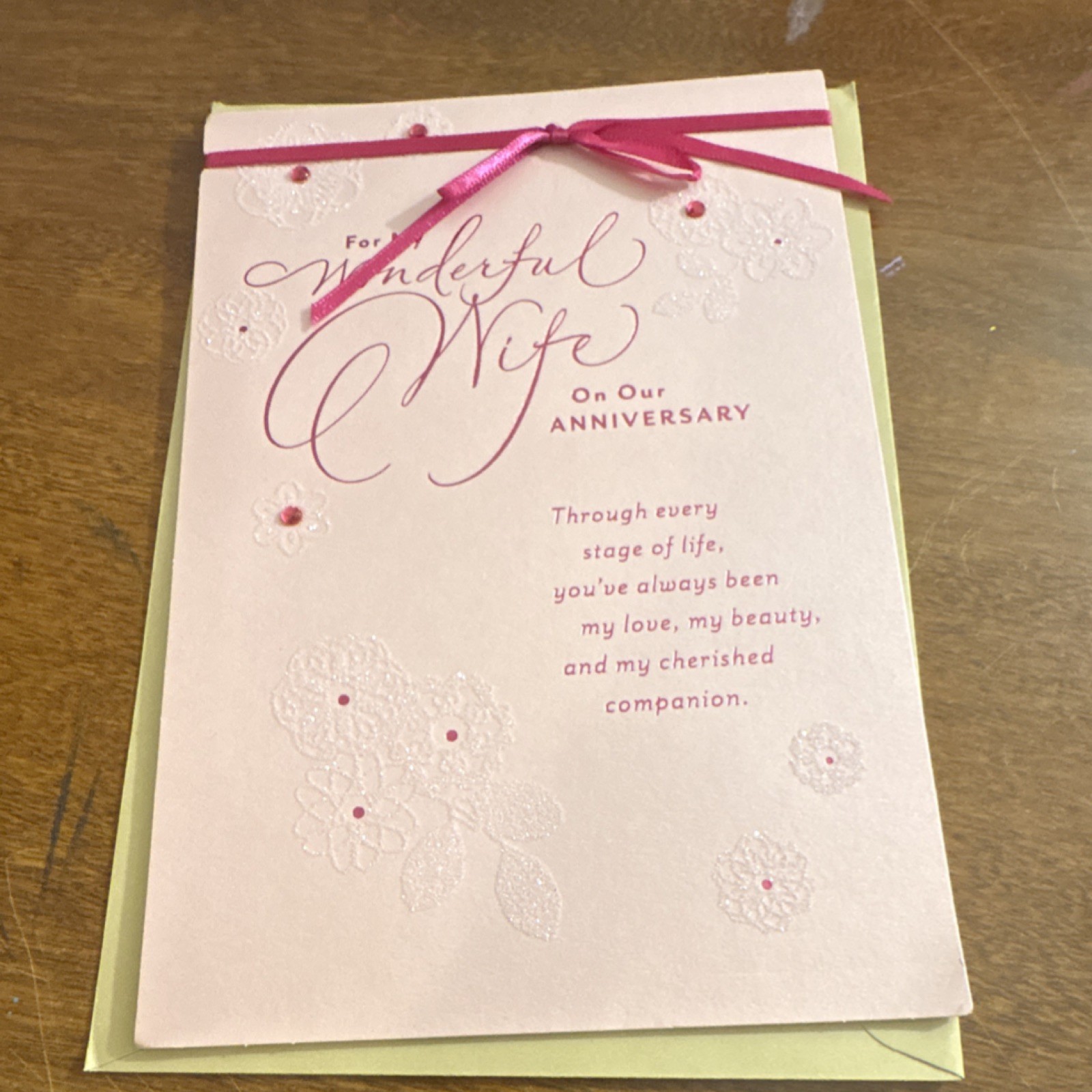 DaySpring Anniversary Religious Floral Greeting Card for Wife Pink w/ Envelope