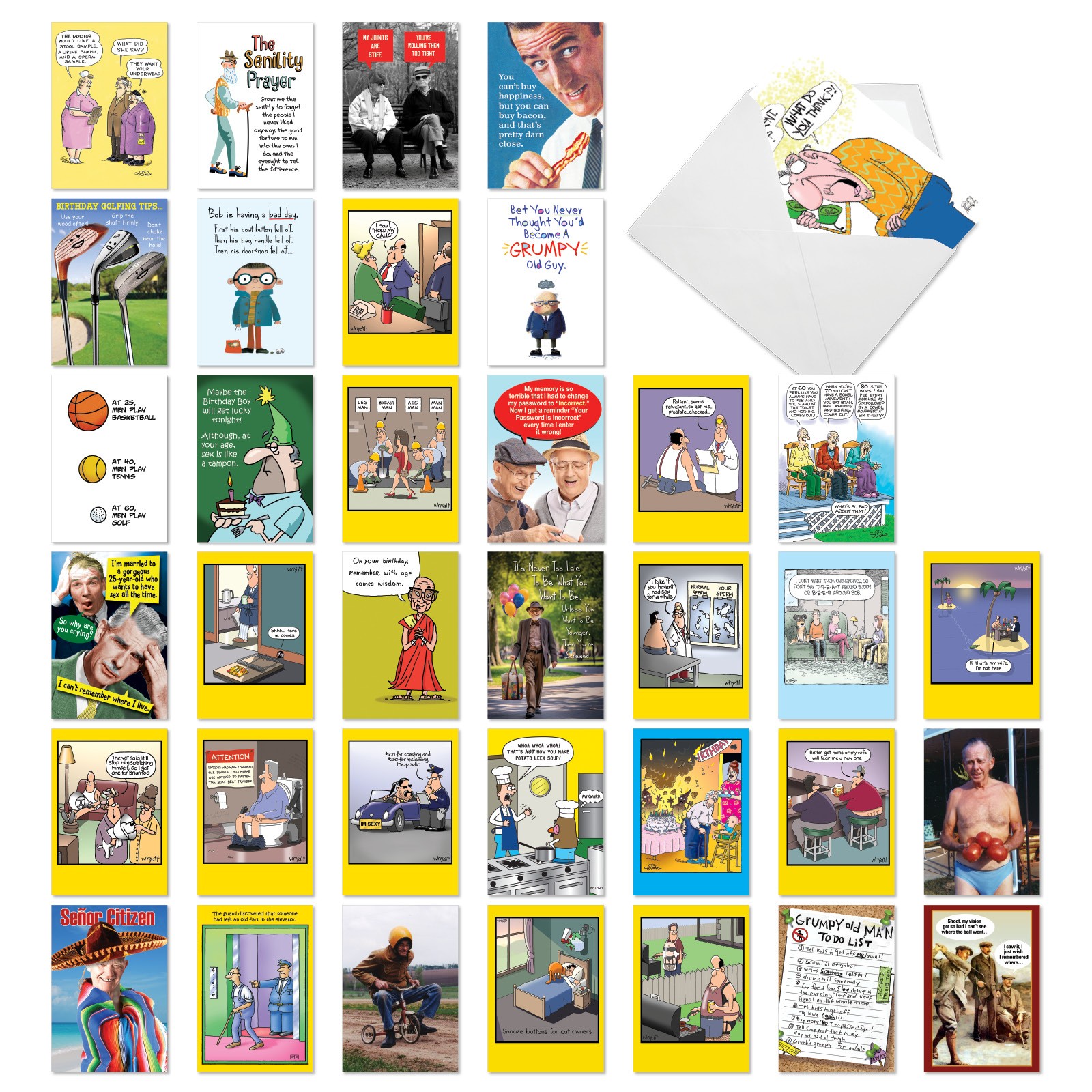(Pack of 36) Funny Men – Funny Birthday Greeting Card – NobleWorks