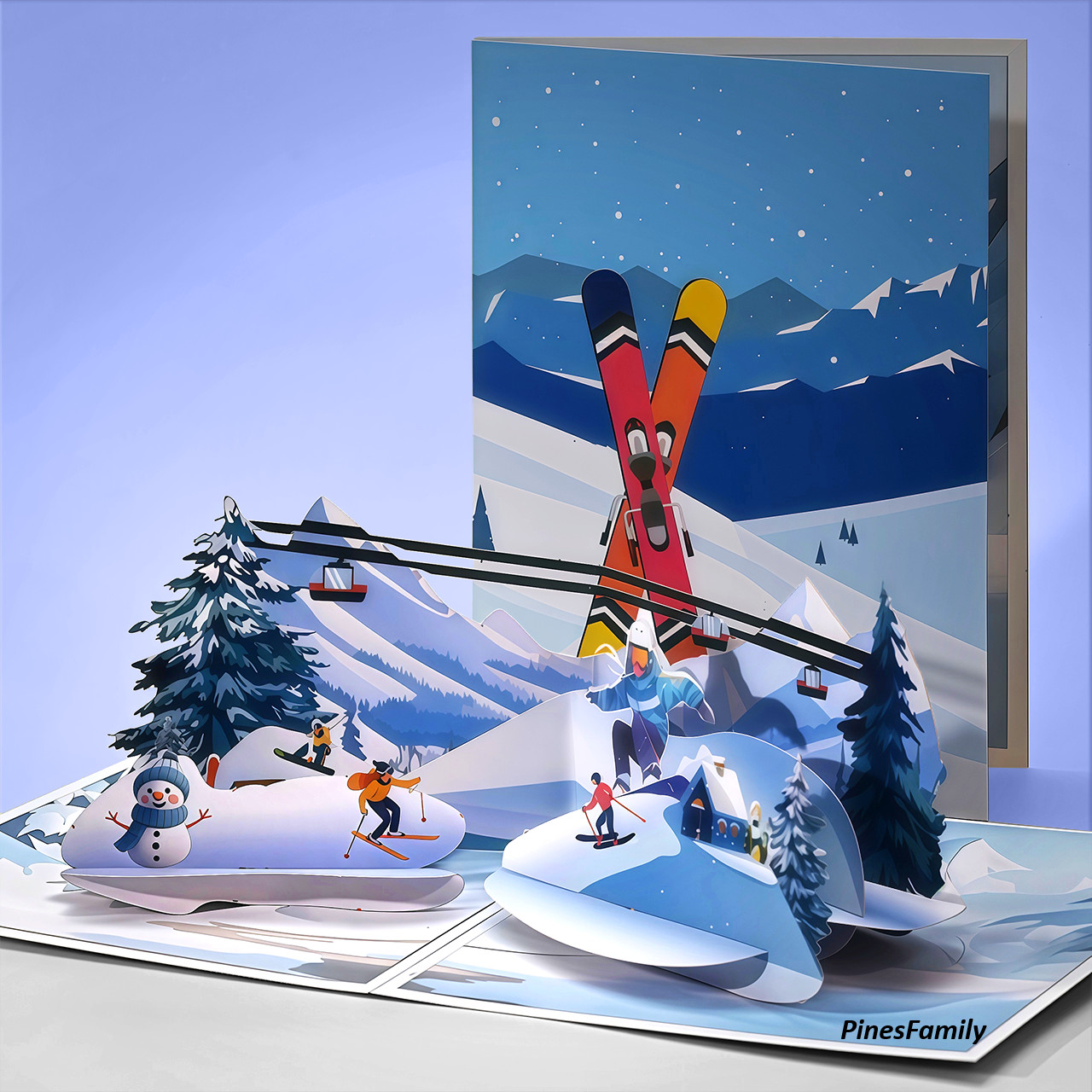 J12-Alpine Skiing Pop Up Card for Birthday, Father’s Day, Thank You, Graduat