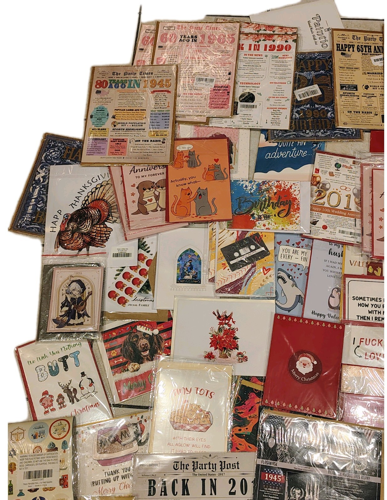 Lot Of 70 + Greeting Cards W. Envelope Humor Birthday Large Size All Occassions