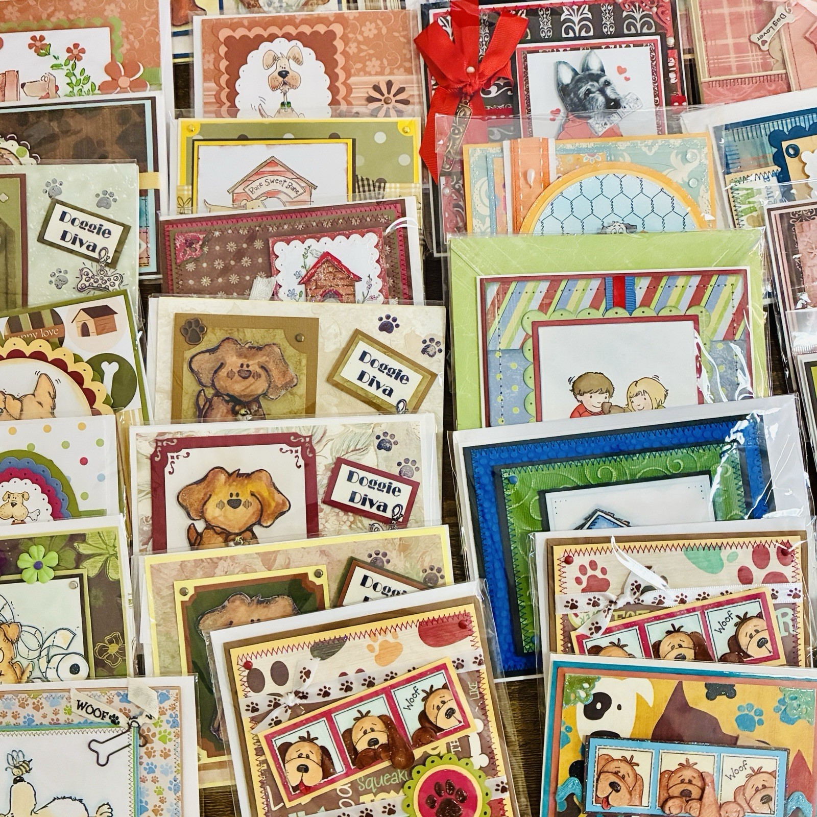 Lot Of 50 Handmade Bulk Greeting Cards Dog Themed Multiple Occasions