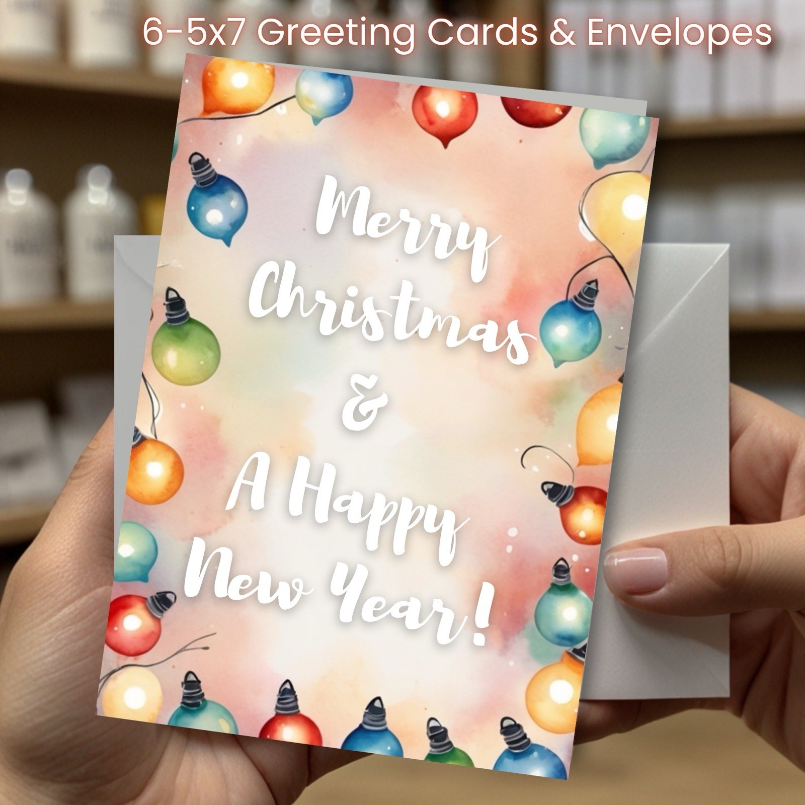 Christmas Greeting Cards w/ Envelope – Set of 6 -5×7 Cards & Envelopes L#057