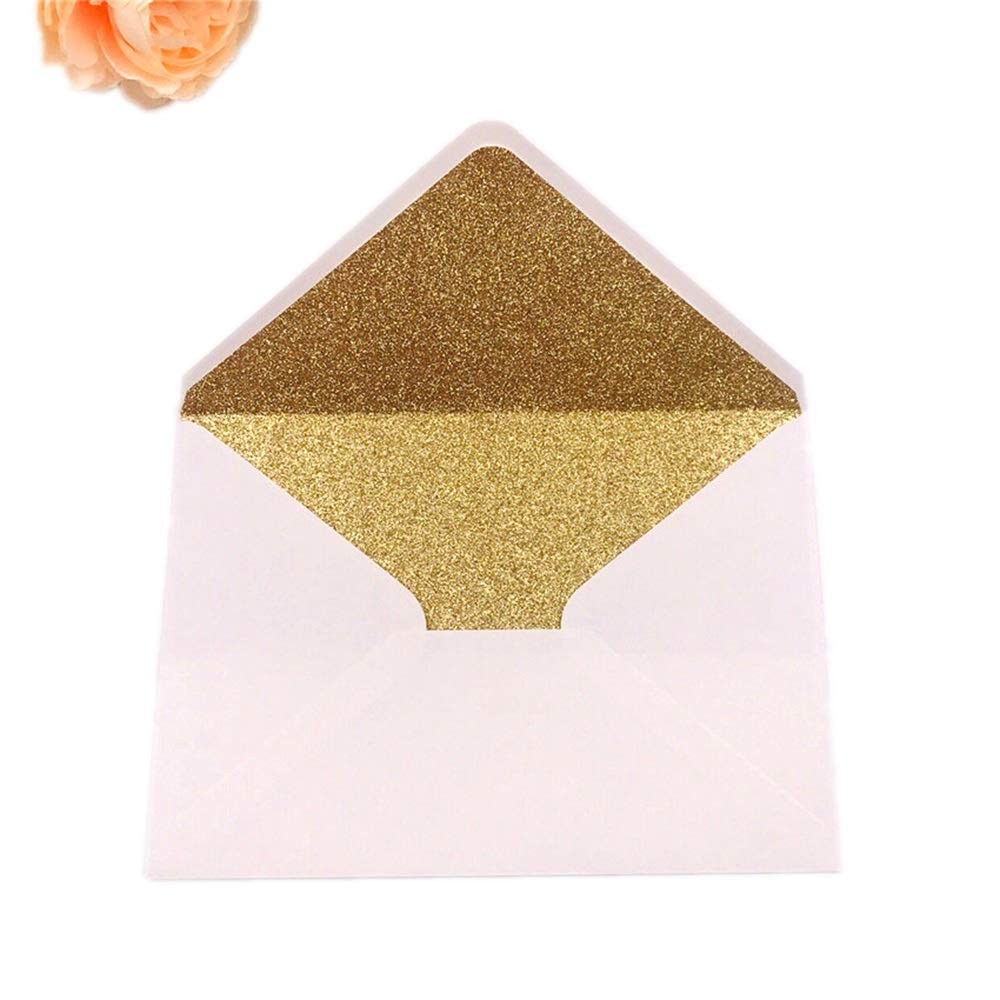 25 PCS Pearlescent Gold Glitter A7 Envelope 5.35×7.7″ for 5×7 Wedding