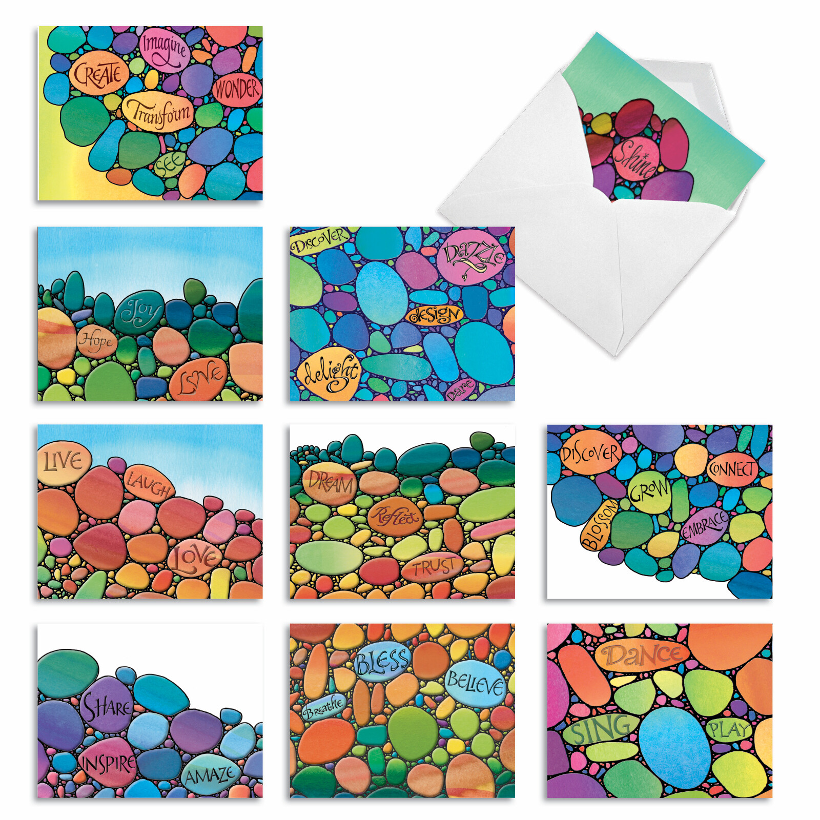 10 Assorted Thank You Note Cards with Envelopes – WRITTEN IN STONE M2321