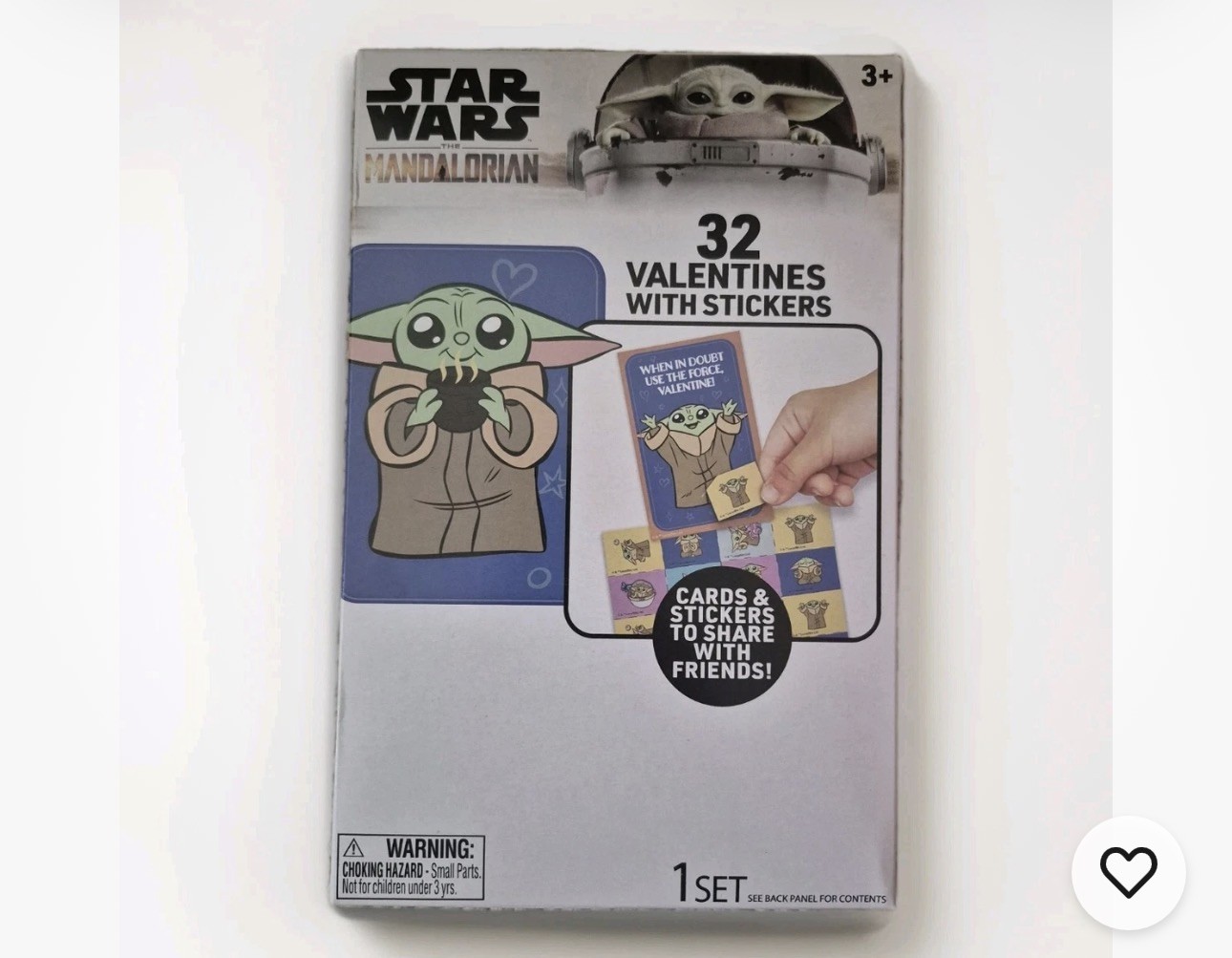 Star Wars Mandalorian 32 Valentines Cards w/ Grogu Stickers