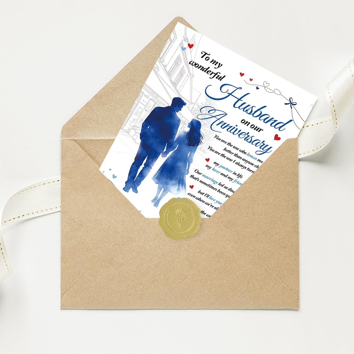 Anniversary Card for Husband, Romantic Anniversary Card Gift from Wife, Happy An