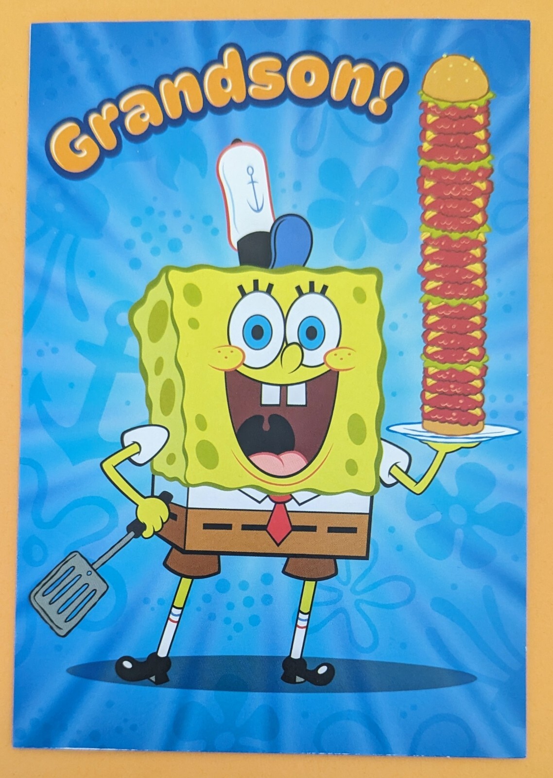 “Grandson, Happy Birthday!” Greeting Card (+Envelope). SpongeBob SquarePants