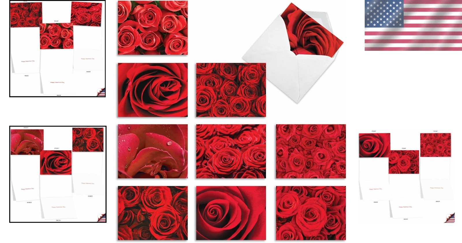 Floral Valentine Greeting Cards 10 Pack with Envelopes for Special Occasions