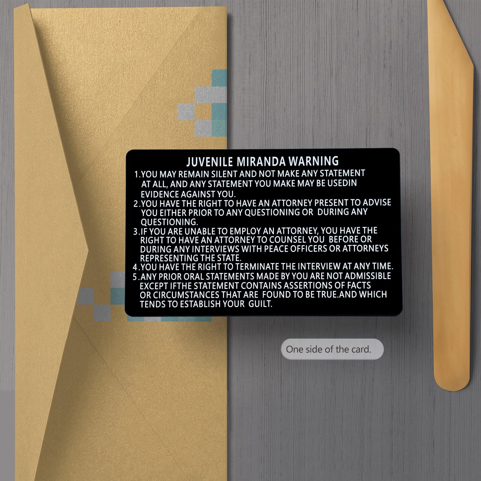 3 PCS Metal Miranda Warning Card, Juvenile Miranda Rights Card Metal Laser En…