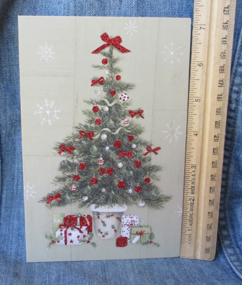 RED GLITTER CHRISTMAS TREE AGC Christmas Greeting Card New w/ Envelope MG52