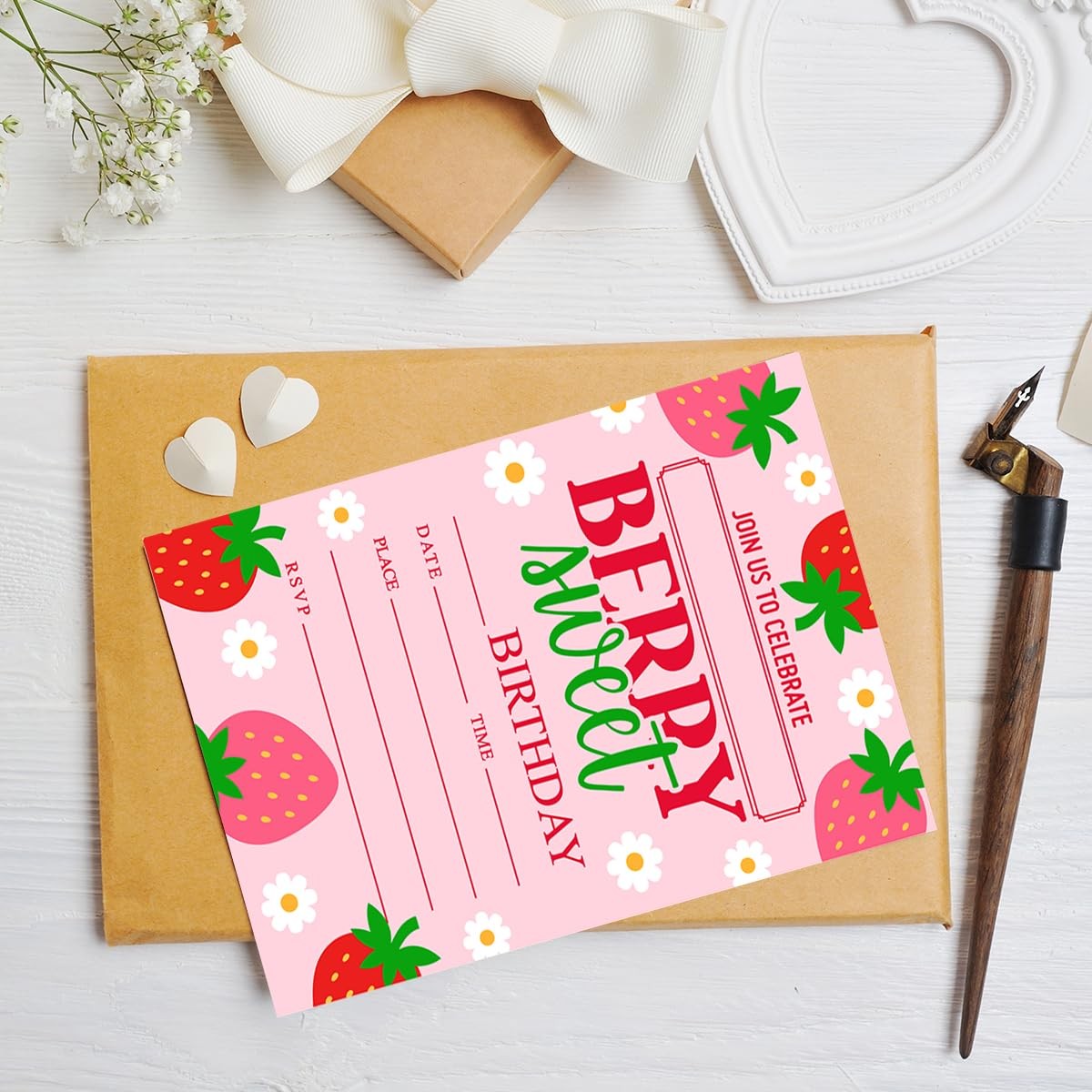 20 PCS Berry Sweet Birthday Party Invitation Cards With Envelopes Girls