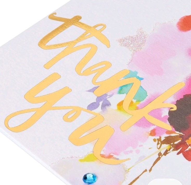 Papyrus Thank You Card With Watercolor Flowers Blank Inside