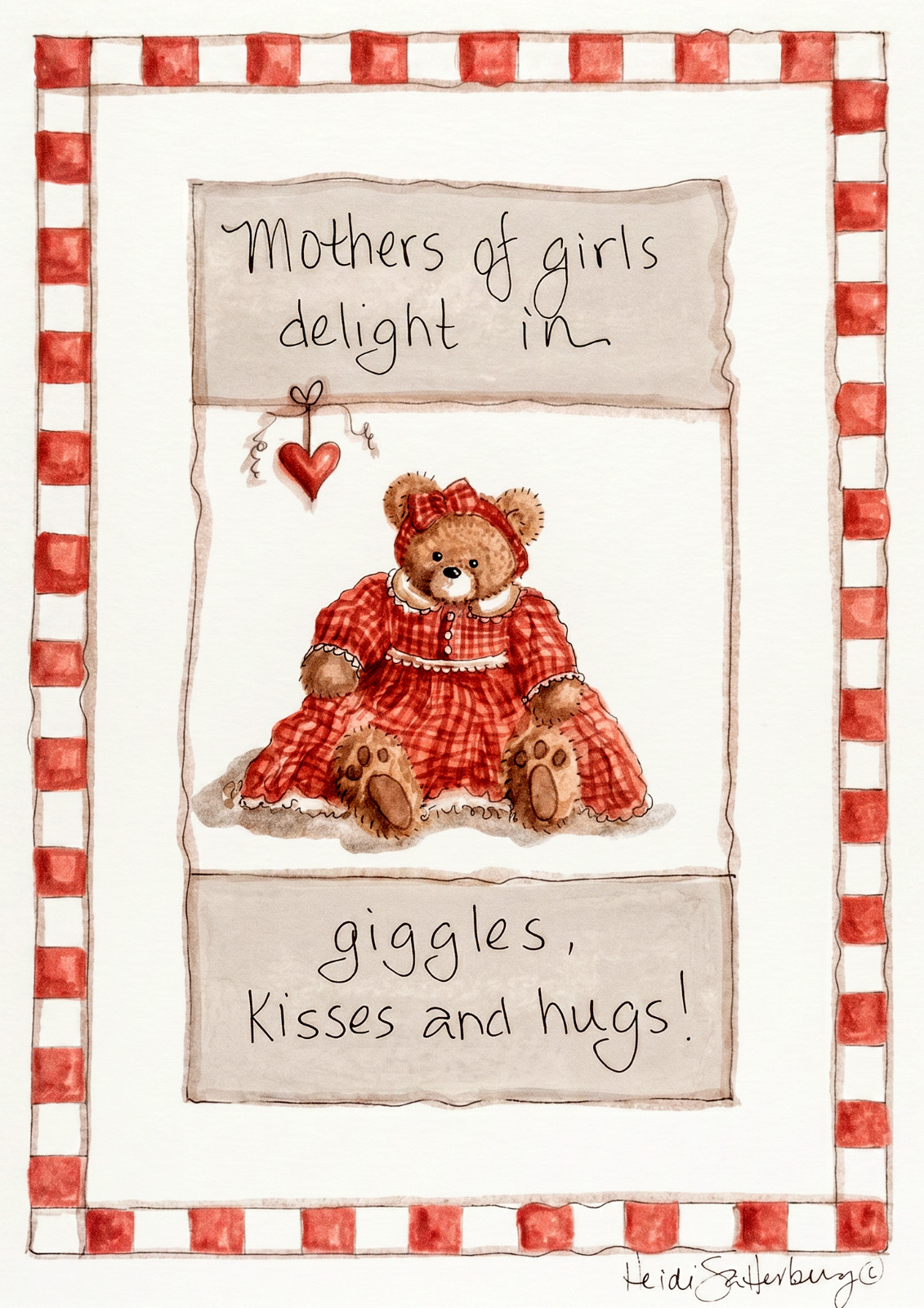 Heidi Satterberg Mothers Of Girls Congrats Greeting Card Cute Teddy Bear UNUSED