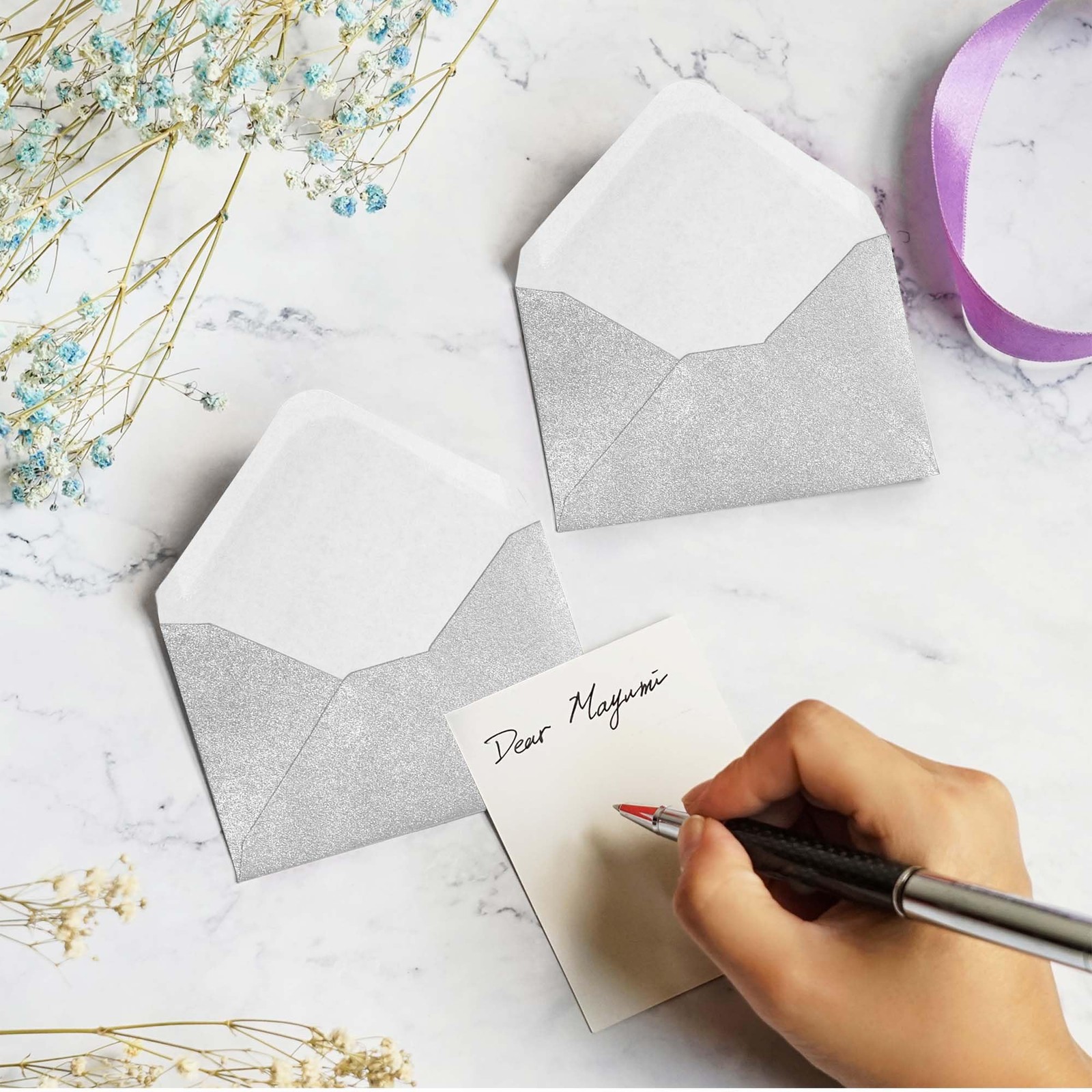 100 Count Mini Gift Card Envelopes Silver 4×2.7in
