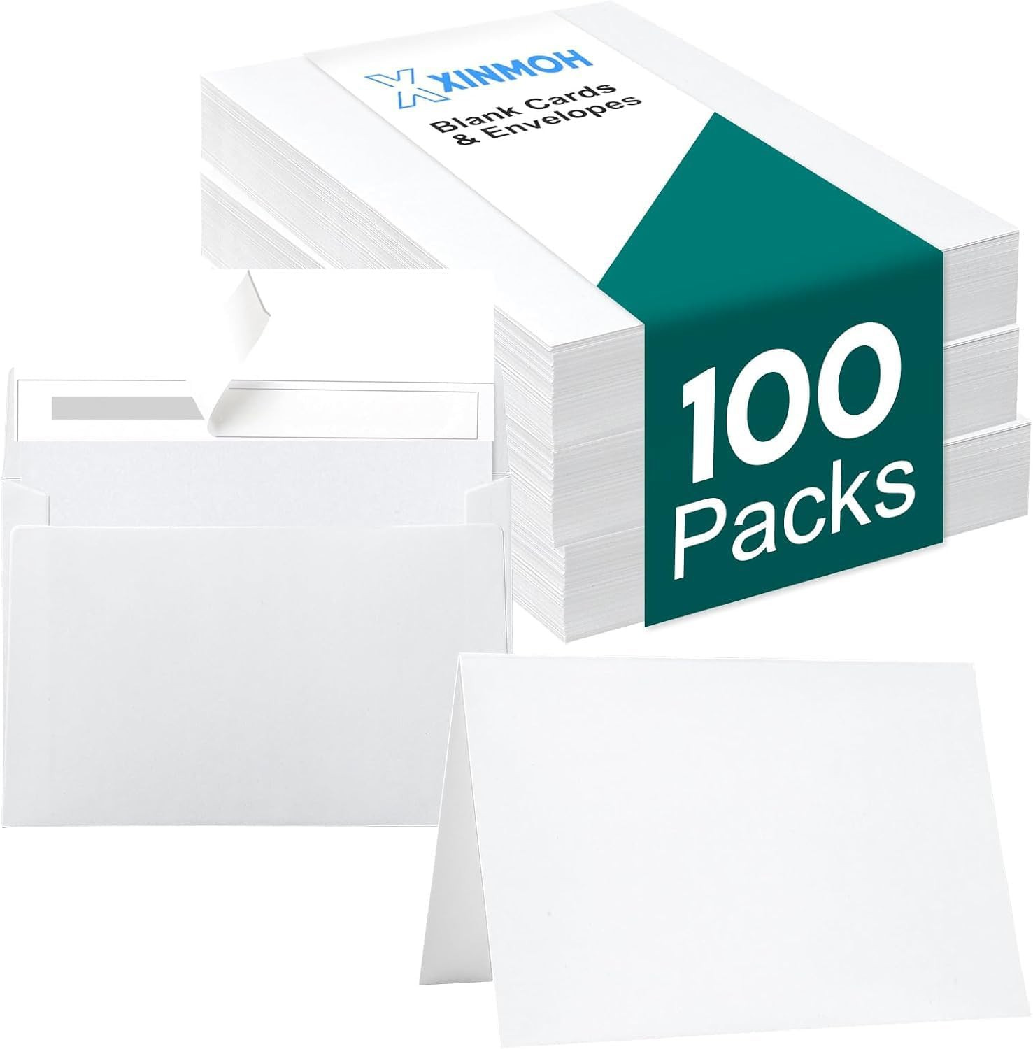 100 Pack White Blank Cards and 100 Pack Envelopes 4X6, Note Greeting Cards and E