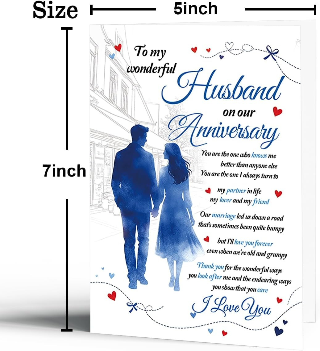 Anniversary Card for Husband, Romantic Anniversary Card Gift from Wife, Happy An