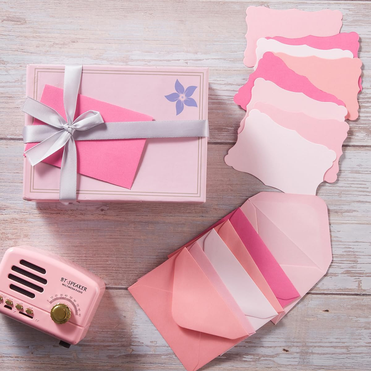 100 Pack Mini Envelopes with Note Cards 5 Colors 4×2.7 Inch for Events